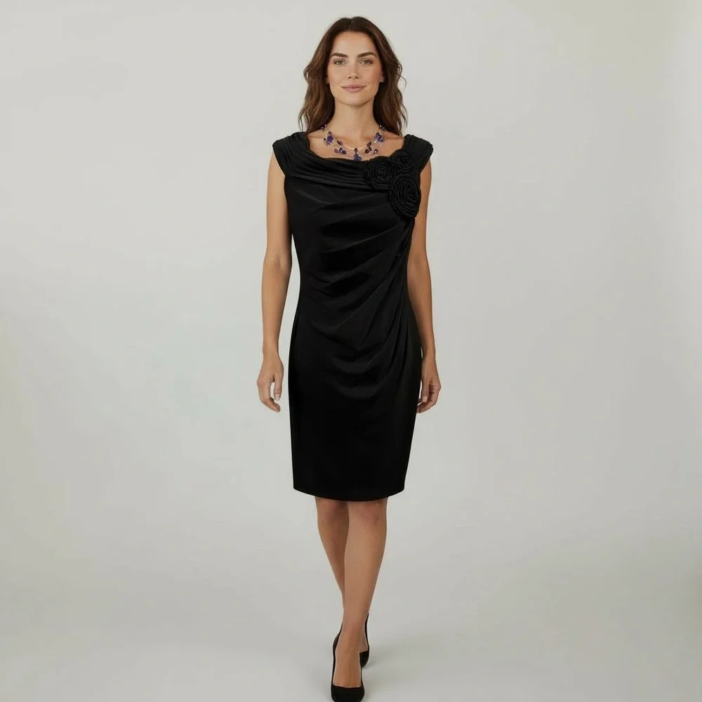 Cocktail Dress Adrianna Papell Black Midi Dress - Picture 2 of 8